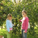 My girls picking apples