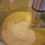 Adding oatmeal to the soap pot