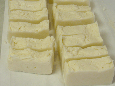 Hot Processed Lilac Soap Cut into Bars