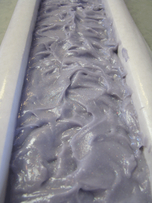 Finished Lilac Soap in the Mold